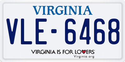 VA license plate VLE6468