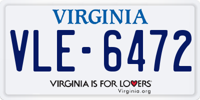 VA license plate VLE6472