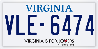 VA license plate VLE6474