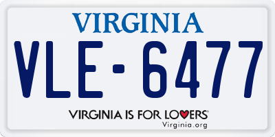 VA license plate VLE6477