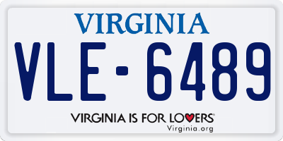 VA license plate VLE6489