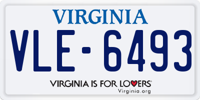 VA license plate VLE6493
