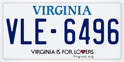 VA license plate VLE6496