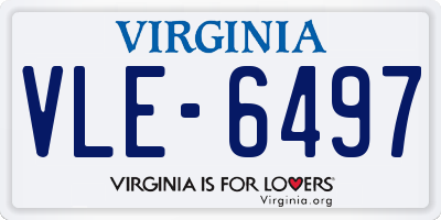 VA license plate VLE6497