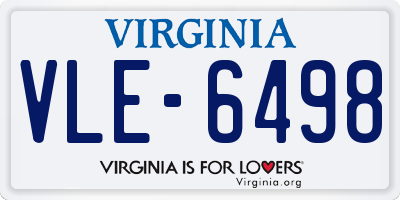 VA license plate VLE6498