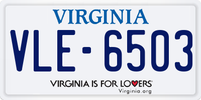 VA license plate VLE6503