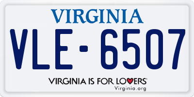 VA license plate VLE6507