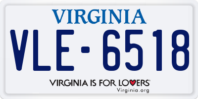 VA license plate VLE6518