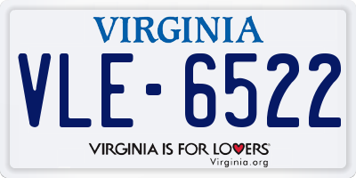 VA license plate VLE6522