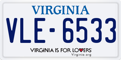 VA license plate VLE6533