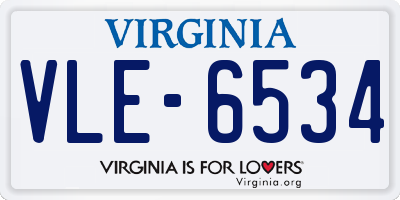 VA license plate VLE6534