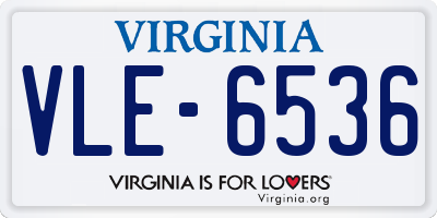 VA license plate VLE6536