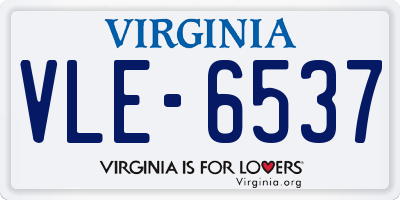 VA license plate VLE6537