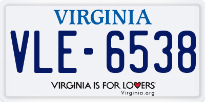 VA license plate VLE6538