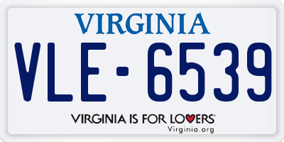 VA license plate VLE6539