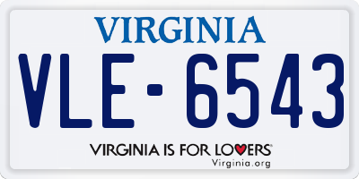 VA license plate VLE6543