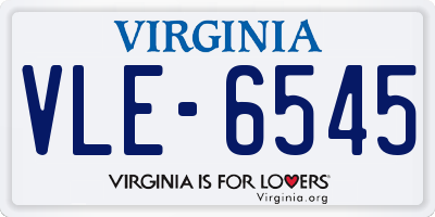 VA license plate VLE6545
