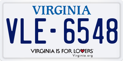 VA license plate VLE6548