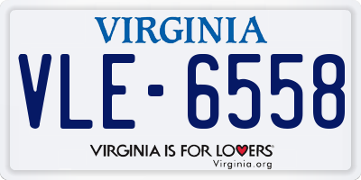 VA license plate VLE6558