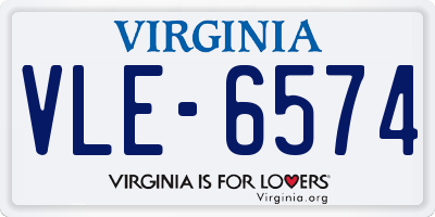 VA license plate VLE6574
