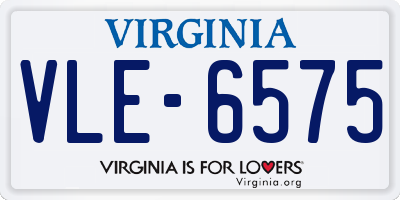 VA license plate VLE6575