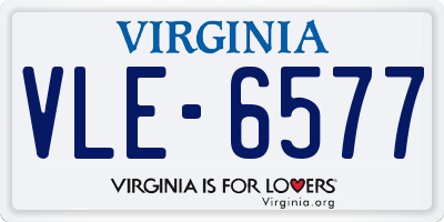 VA license plate VLE6577