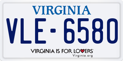 VA license plate VLE6580