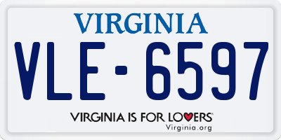 VA license plate VLE6597