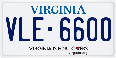 VA license plate VLE6600