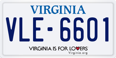 VA license plate VLE6601