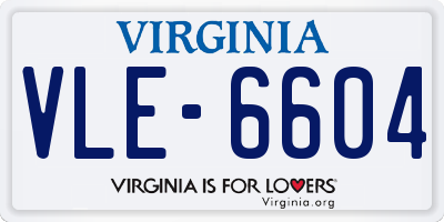 VA license plate VLE6604