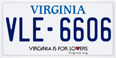VA license plate VLE6606