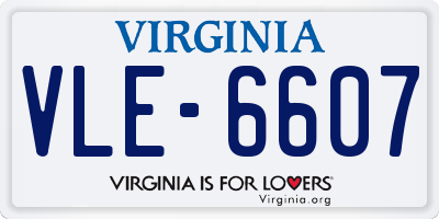VA license plate VLE6607