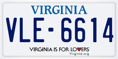 VA license plate VLE6614
