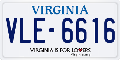 VA license plate VLE6616