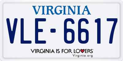 VA license plate VLE6617