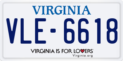 VA license plate VLE6618