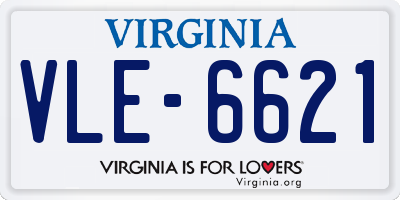 VA license plate VLE6621