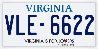 VA license plate VLE6622