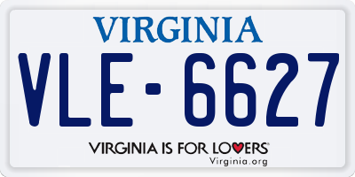 VA license plate VLE6627