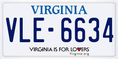 VA license plate VLE6634