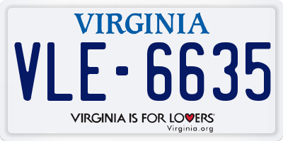 VA license plate VLE6635