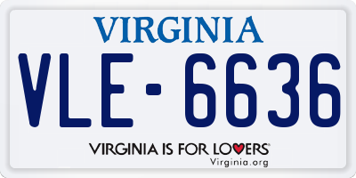 VA license plate VLE6636