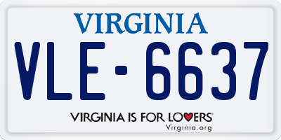 VA license plate VLE6637