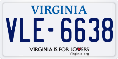 VA license plate VLE6638