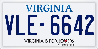 VA license plate VLE6642