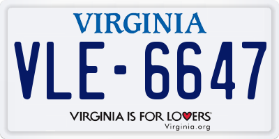 VA license plate VLE6647