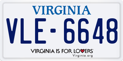VA license plate VLE6648
