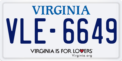VA license plate VLE6649