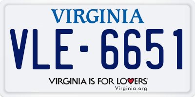 VA license plate VLE6651